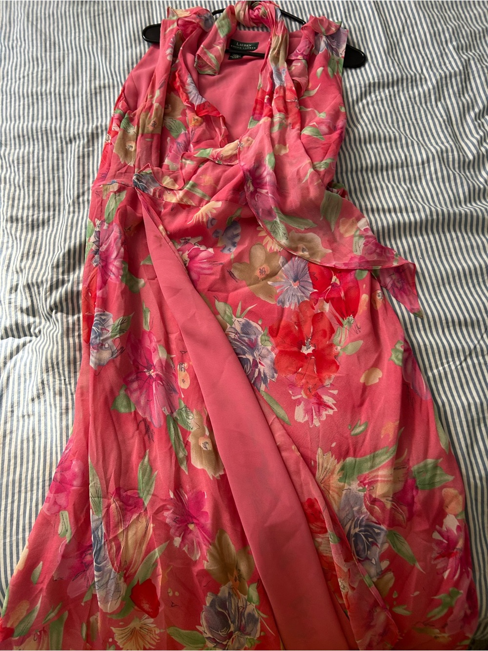 Ralph Lauren Pink Floral Silk wrap dress